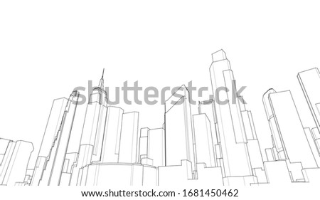 modern city panorama 3d illustration Royalty-Free Stock Photo #1681450462