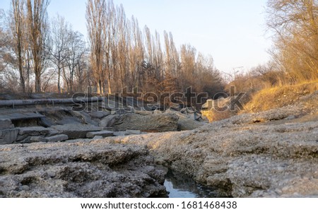 Mountain river surrounded by stones and trees