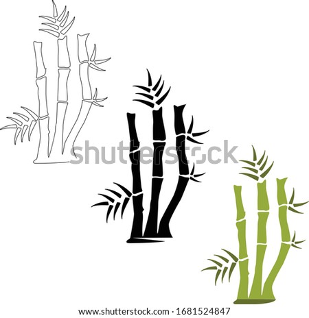 Cane sugar tree vector silhouette and outline