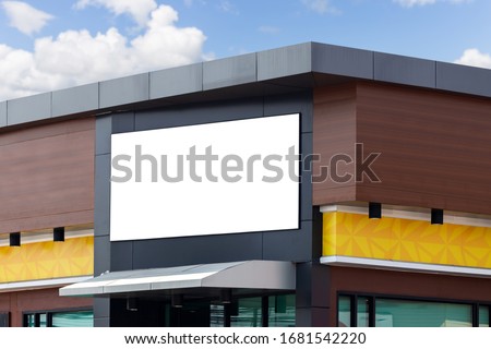 Mockup image of Blank billboard white screen posters and led outside storefront for advertising