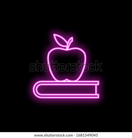 Book and apple neon icon. Simple thin line, outline vector of school icons for ui and ux, website or mobile application
