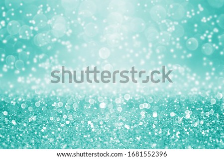 Fancy teal green glitter sparkle confetti background for turquoise happy birthday party invite, aqua mint pastel Spring Easter texture, perfume pattern, falling diamonds jewellery or Christmas sale ad Royalty-Free Stock Photo #1681552396