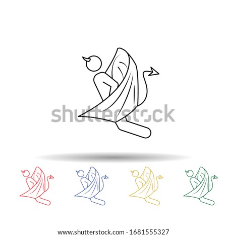Flying demon multi color icon. Simple thin line, outline vector of angel and demon icons for ui and ux, website or mobile application