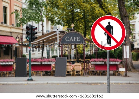 Prohibition sign of people walking. Quarantine self-isolation