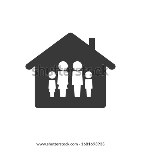 Family Home Icon Black and White Vector Graphic