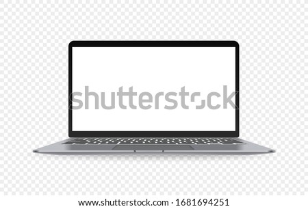 Modern widescreen laptop with empty screen isolated on transparent background Royalty-Free Stock Photo #1681694251
