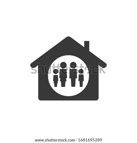 Illustration Family Home Lockdown Icon Black and White Vector