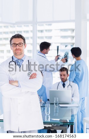 Concentrated doctors at work in the medical office