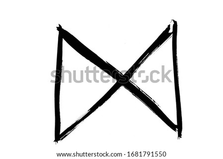 Reflect symbol, sign in new model geometric tattoo, black ink brush splash tattoo symbol on white background