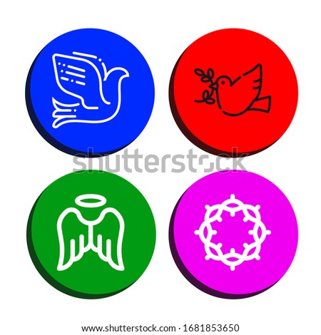 heaven simple icons set. Contains such icons as Dove, Angel, Crown of thorns, can be used for web, mobile and logo