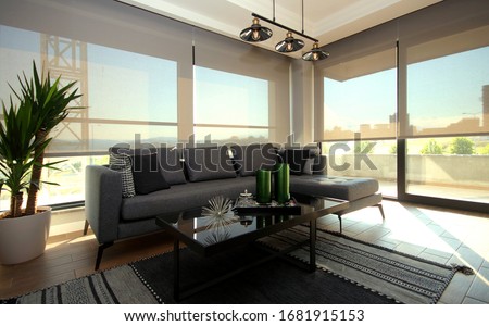 Modern Home Design and Patio Furniture Royalty-Free Stock Photo #1681915153