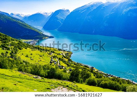 Aerial view on Sognefjord, Norway Royalty-Free Stock Photo #1681921627