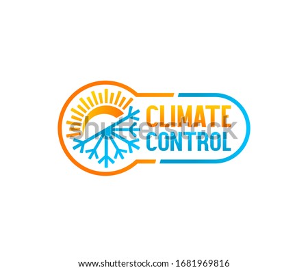 Climate control, thermometer, sun and snowflake, logo design. Plumbing, heating and cooling, vector design and illustration