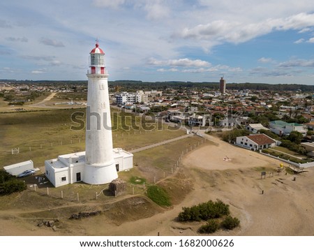 La paloma, Uruguay. aerial view of the lighthouse and the town. Royalty-Free Stock Photo #1682000626