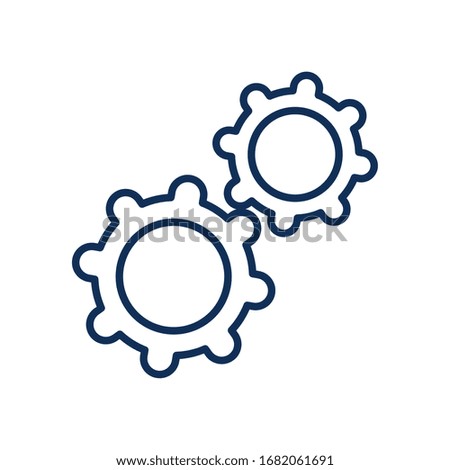 Gears line style icon design, construction work repair machine part technology industry and technical theme Vector illustration