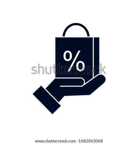 sale bag over hand silhouette style icon design of Shopping commerce market store shop retail buy paying banking and consumerism theme Vector illustration
