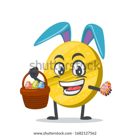vector illustration of character or pill mascot wearing bunny hat