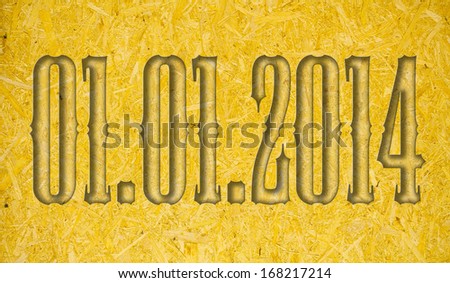 transparent embossed on wooden background 01.01.2014