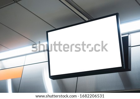 Mock up LCD Screen Blank digital tv Media display indoor public building Subway station