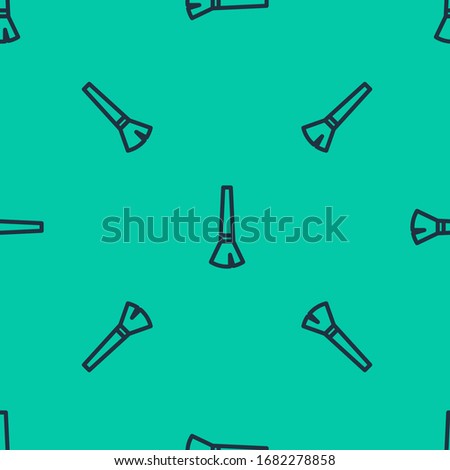 Blue line Paint brush icon isolated seamless pattern on green background.  Vector Illustration