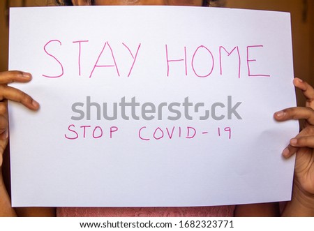 Stay home banner to stop the spread of covid-19 virus. Banner to advice people to stay home to avoid infection from coronavirus.