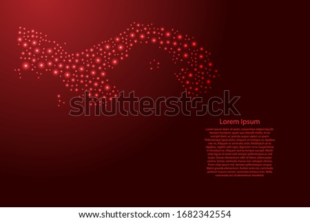 Panama map from red and glowing space stars abstract concept geometric shape. Vector illustration.