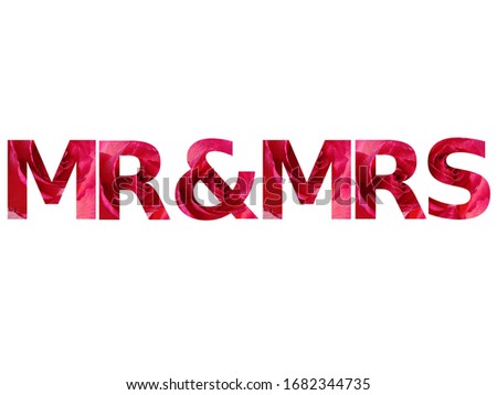 text Mr and Mrs with roses letters