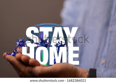 the expression "stay home, stay safe". 3d
