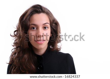 portrait of a young business woman, isolated in white