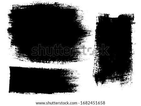 Vector Brush Stroke. Grunge Paint Stripes. Distressed Banner. Black Isolated Paintbrush Collection. Modern Textured Shapes. Dry Border in Black Color. Curved Dry Brush Stroke. Grunge Distress Texture.