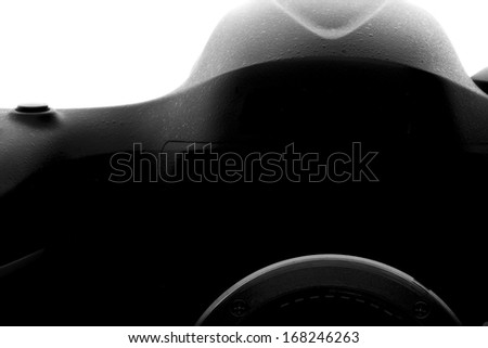 Reflex Camera isolated on white. Professional DSLR silhouette.