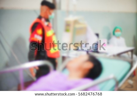 Blurred of medical team moving patient to treatment  in the hospital.