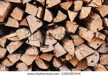 Stacked firewood background and wooden Textures