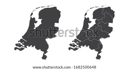 Vector set couple black of map Netherland. Royalty-Free Stock Photo #1682500648