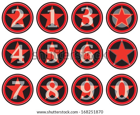 Alphabet numbers retro style. American vintage finger sign for school education party design
