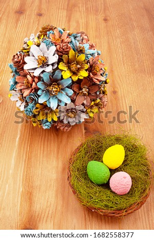 Floral composition with easter nest