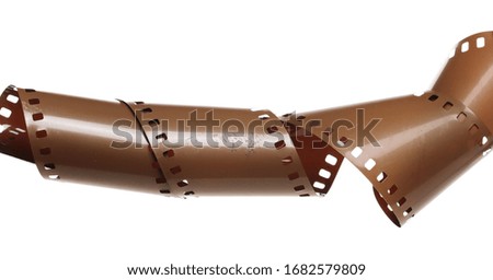 Blank old film strip roll isolated on white background, clipping path
