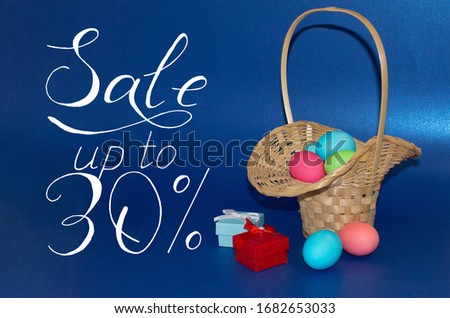 Holiday card, Easter banner with text - a discount of 30 per cent