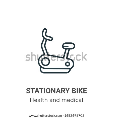 Stationary bike outline vector icon. Thin line black stationary bike icon, flat vector simple element illustration from editable health concept isolated stroke on white background