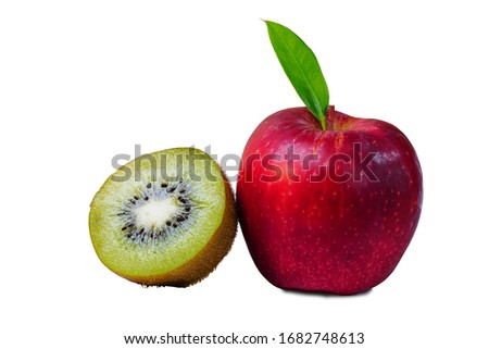 kiwi and apple isolated on white background Royalty-Free Stock Photo #1682748613