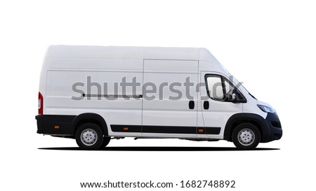 white commercial vehicle isolated on white background  Royalty-Free Stock Photo #1682748892
