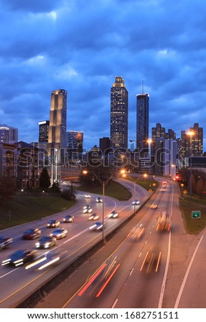A Vertical of Atlanta, Georgia city center at sunset