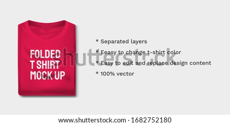 Folded T Shirt Mock Up Vector Template -  Easy To Edit Change Colors and Design