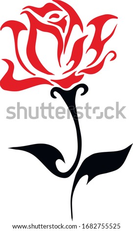 Red rose digital illustration isolated on the white background