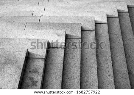 Wide, abstract, geometric fine art photography shots of granite, stone, or cement stairs and steps in black and white from city monuments and landmarks.