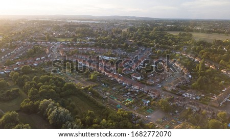 Drone shot of a UK neighbourhood