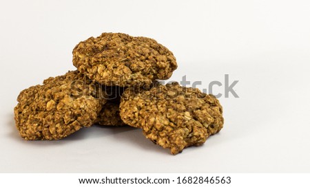 Cookies oatmeal nuts close-up on a white background