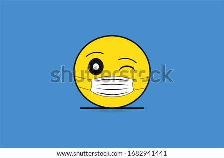 Eye winking emoji wearing a medical mask