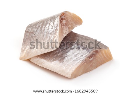 Salted herring, isolated on white background. Royalty-Free Stock Photo #1682945509