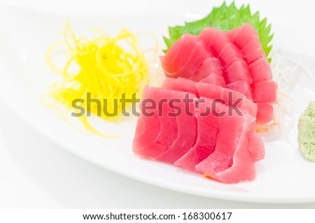 Fresh raw runa sasimi , sushi